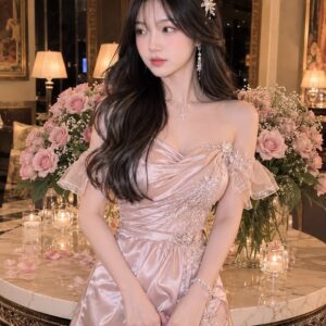 Váy hồng pastel dạ tiệc